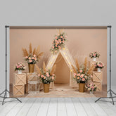 Lofaris Sweet Floral Boho Nude Wall Wedding Backdrop